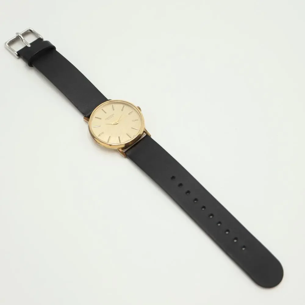 Vintage Croton Swiss Quartz Unisex 33mm Watch Black Leather with New Battery